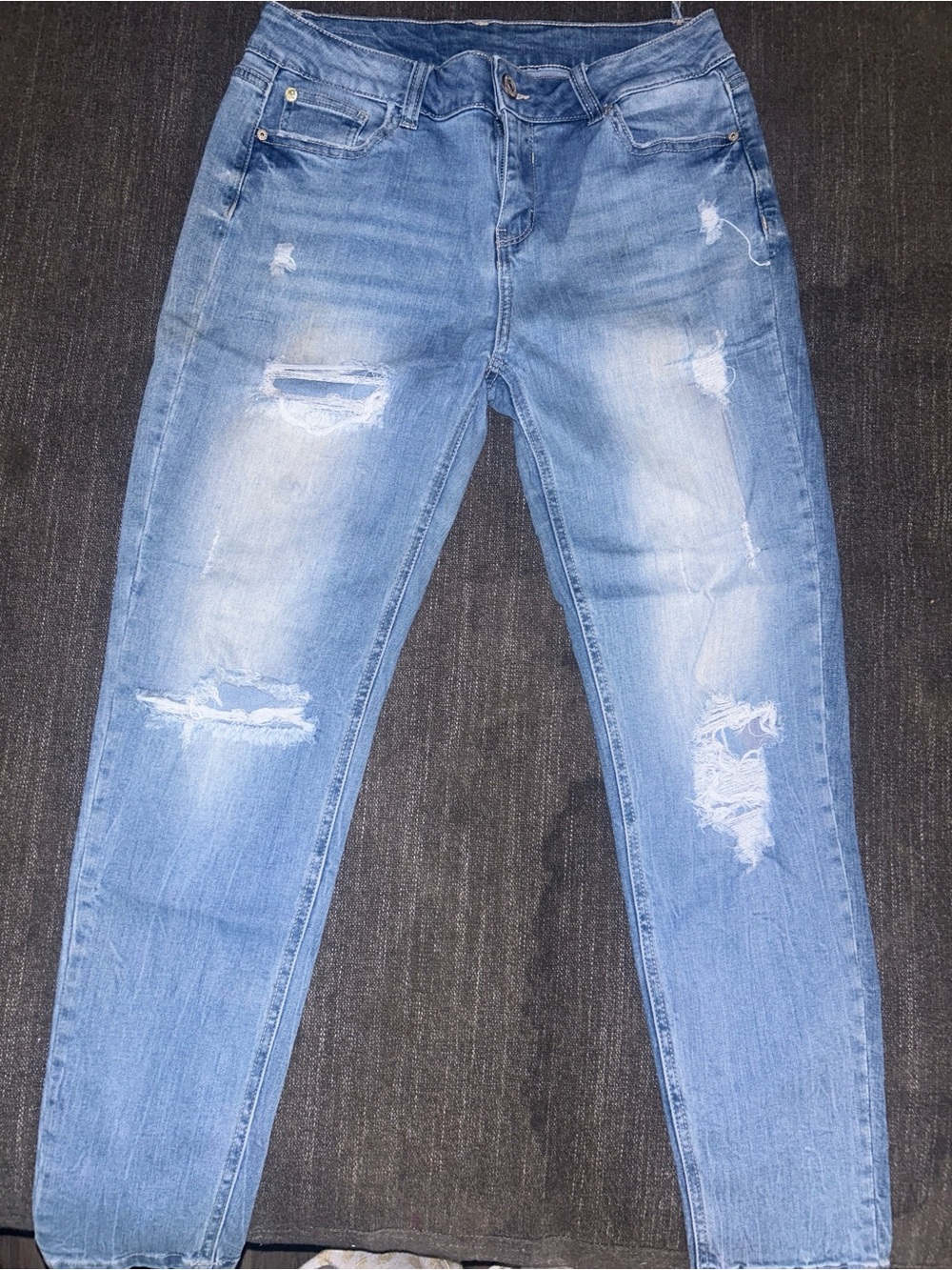 Distressed Light Blue Straight-Leg Women’s Jeans